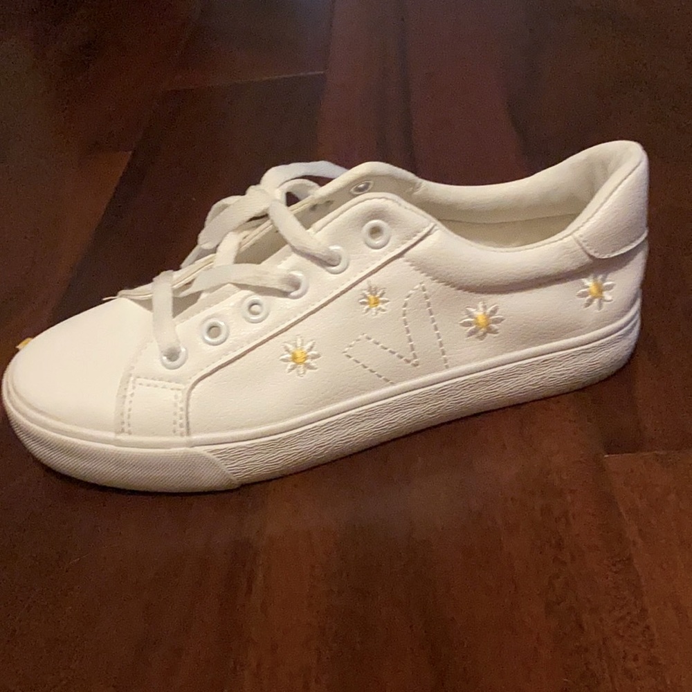 White sunflower sneakers